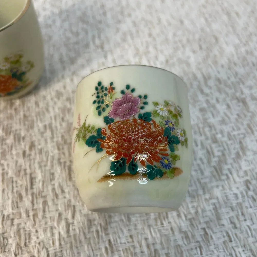 Vintage Japanese Birds & Floral Scene Sake Set for 3 Persons **READ**